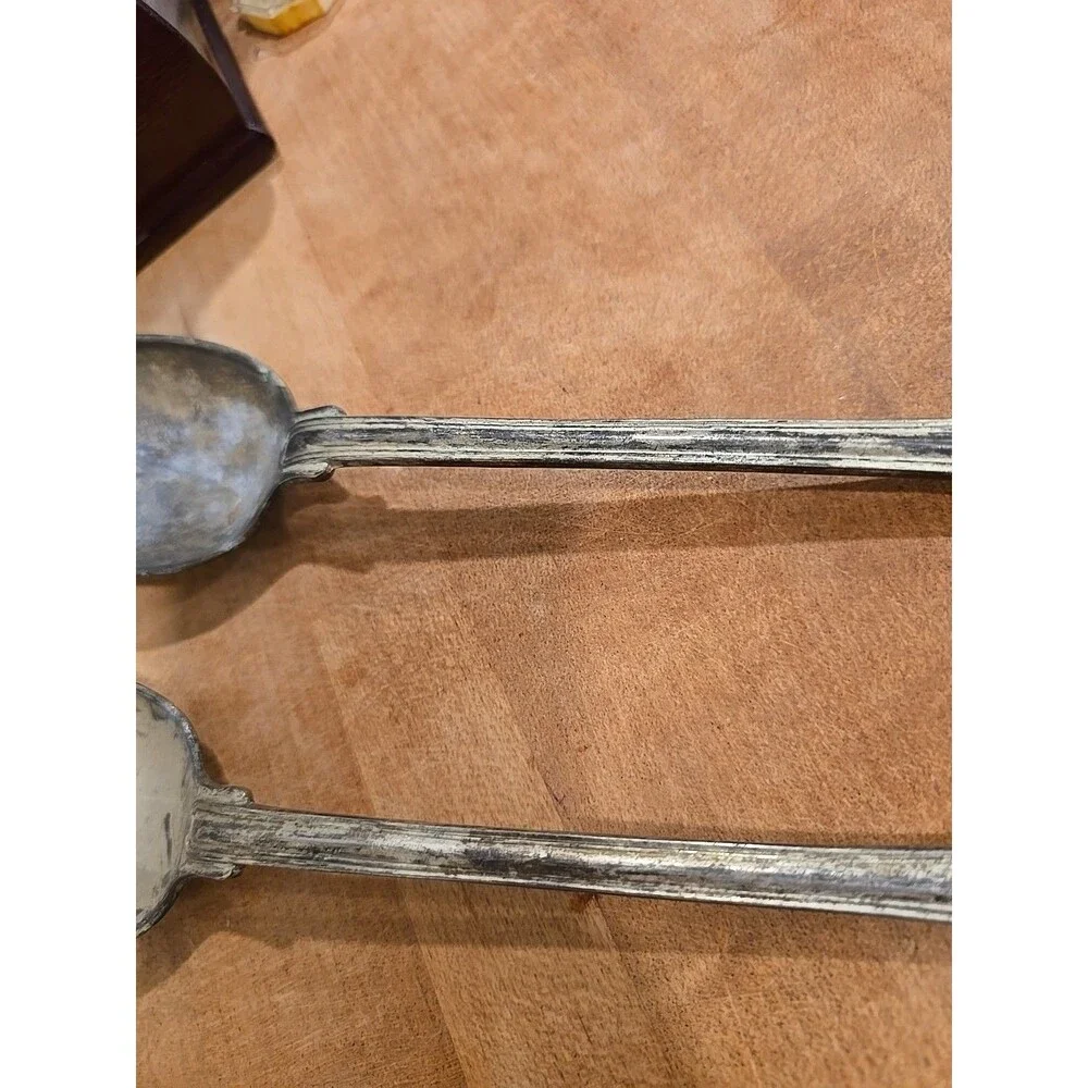 FB ROGERS Silverplate KINGS pattern Salad Serving Set Italy Beautiful